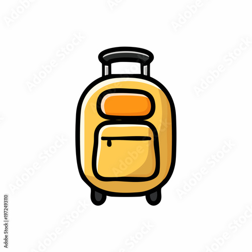 Yellow Luggage Travel Suitcase Cartoon.