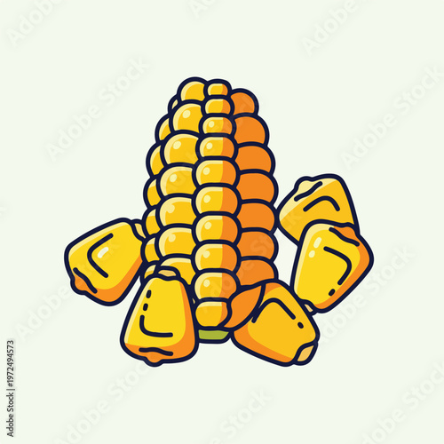 Cartoon corn on the cob kernels.