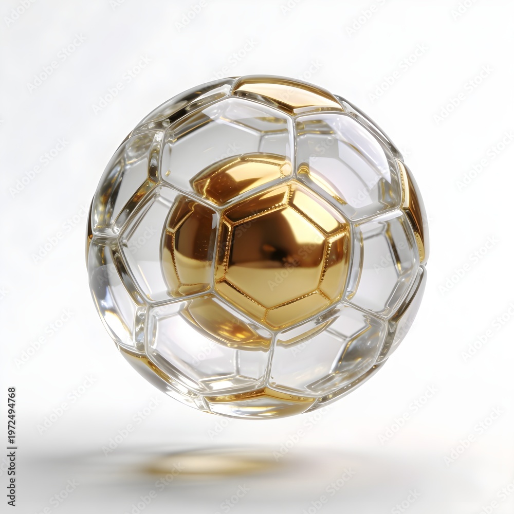 Naklejka premium Luxury Glass Soccer Ball with Golden Core