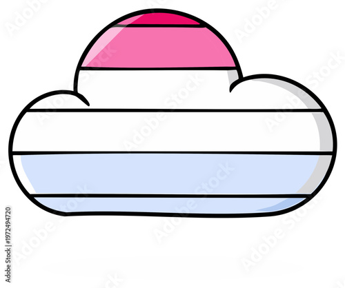 Cartoon cloud icon with genderqueer pride flag colors, vector graphic.
