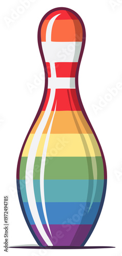 Rainbow bowling pin sport symbol for diversity and inclusion in games