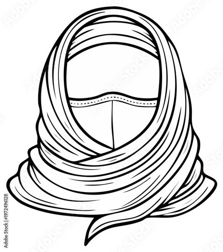 Islamic Woman Wearing a Hijab and Face Veil Vector Illustration