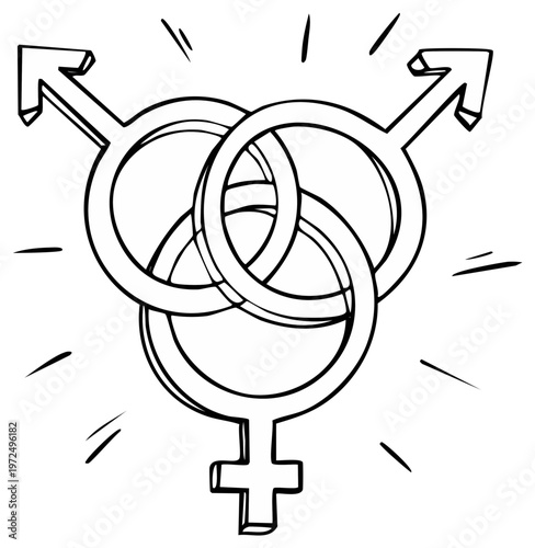 Interlocking Gender Symbols Representing LGBTQ+ Community