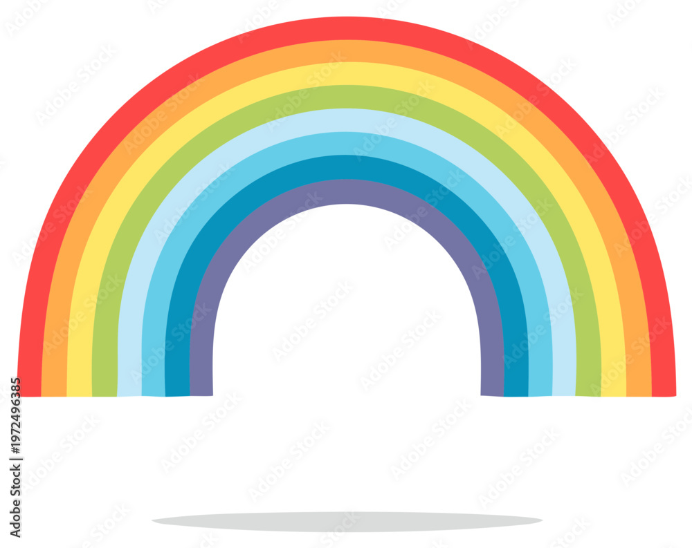 Fototapeta premium Illustration of a colorful rainbow, isolated on white, with shadow