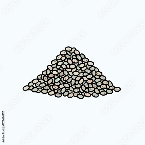 Hand drawn illustration of a small pile of chia seeds.