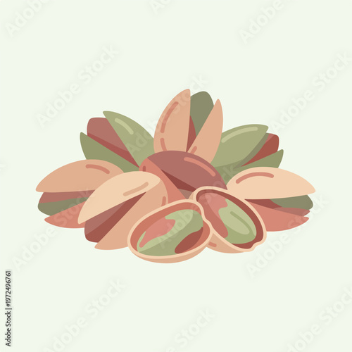 A heap of roasted pistachio nuts in shells.