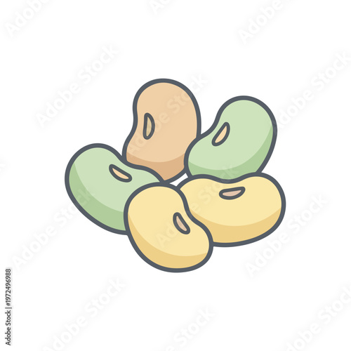 Colorful cartoon illustration of a pile of raw kidney beans.