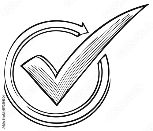 Hand drawn check mark symbol, approved, completed, confirmed concept.