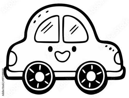 Cartoon car illustration with happy face
