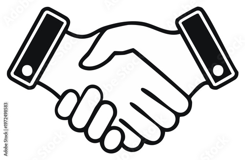 Handshake Symbol with Stylized Cufflinks Depicting Business Agreement and Partnership in Vector Format