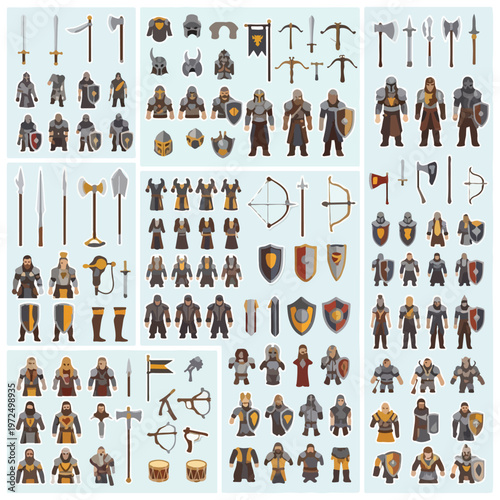Fantasy RPG Game Character Assets and Medieval Equipment Kit.