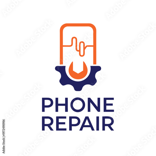 Flat of smartphone repair service with wrench and phone tool
