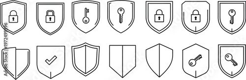 Collection of vintage quill pen and inkwell illustrations