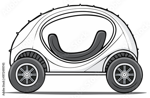 Compact white electric car vector illustration for city mobility concept