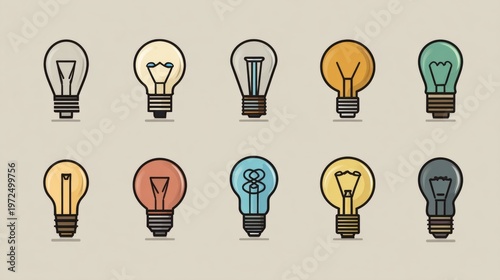 A collection of diverse light bulbs displayed in a grid