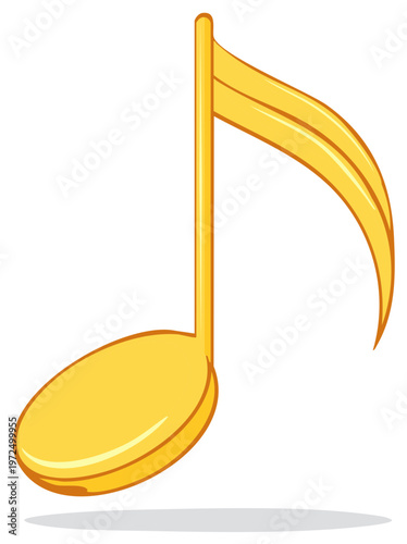 Isolated Single Musical Note Illustration for Harmony or Songwriting Concept in Gold Color