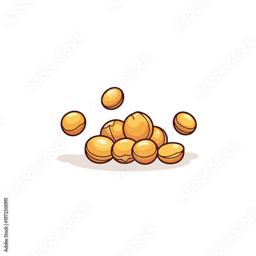 A pile of golden soybean seeds illustration.