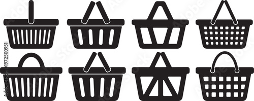 Shopping Basket Icons Set – Retail and E‑Commerce Vector Collection