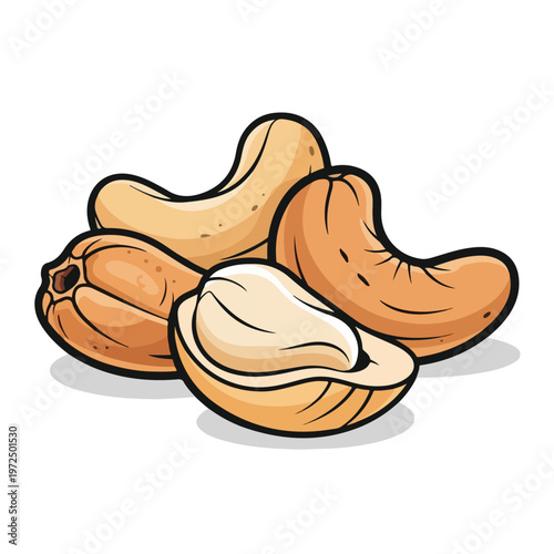 A pile of raw cashew nuts illustration.