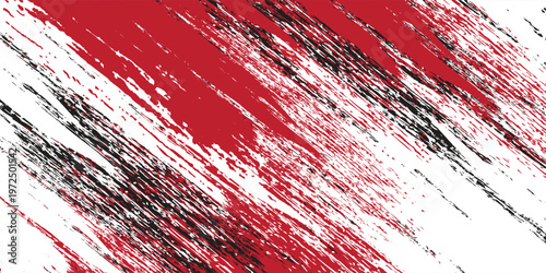 An elegant vector background featuring bold red and black diagonal brush strokes with artistic distressed grunge textures for premium sports, urban, or industrial graphic design projects.