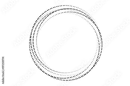 Modern abstract background. Halftone dots in circle form. Vector dotted frame. Dots textured round patterns. Cartoon comic radial faded background. Pixelated design elements for frame, poster, collage