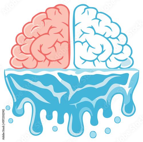 Conceptual brain with creative water idea, metaphor for ideas, mind, and problem solving
