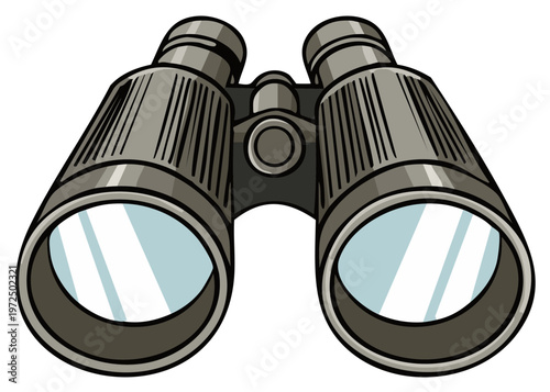 Illustrated Binoculars Observation Tool for Spying and Birdwatching