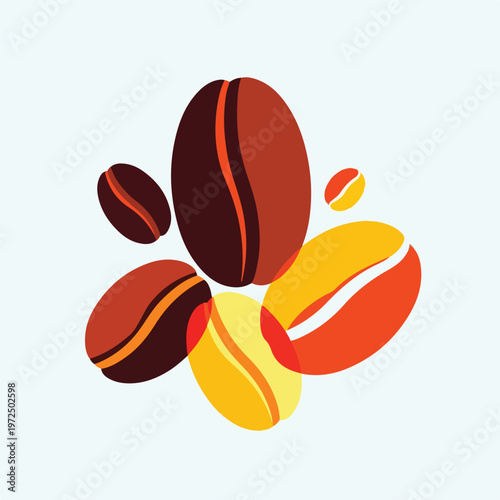 Colorful illustration of coffee beans 2.