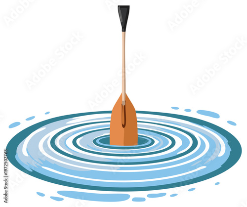 Paddle in Water with Ripples. Illustration of Rowing and Recreation. Watersports and Active Lifestyle Design.