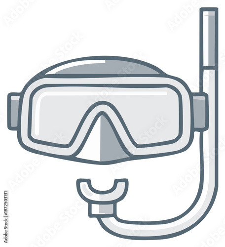 Illustration of a diving mask and snorkel, essential equipment for exploring underwater environments.