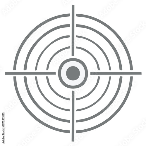Gray concentric circular target crosshairs icon for aiming and precision in sport and competition