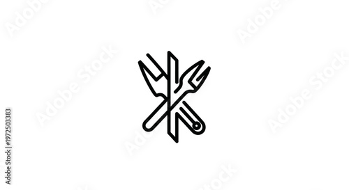 Abstract Knife Fork Wrench Tool Icon Symbol