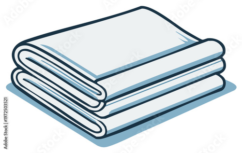 Stack of neatly folded white towels in a clean illustration style