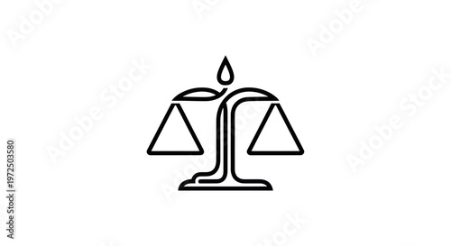 Balance Scales Icon Line Art - Justice, Law, Equality, Decision Making Concept