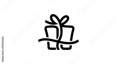 Minimalist gift box icon, simple present symbol, celebration and surprise vector art