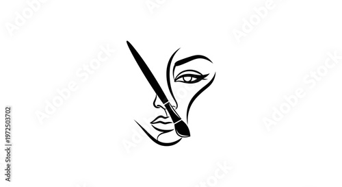 Abstract Makeup Art: Face Outline with Brush Stroke