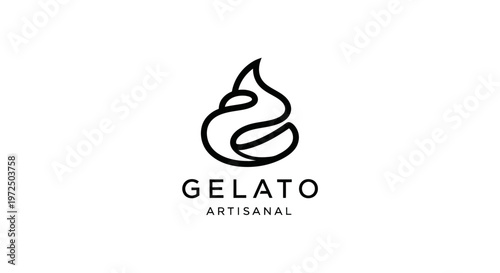 Minimalist Gelato Logo with Swirl Design