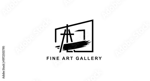 Modern Fine Art Gallery Logo with Easel and Brush Stroke