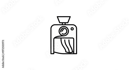 Simple black and white line art icon of a meat grinder