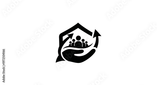 Community care logo concept, people under protection, growth and support