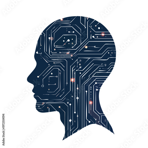Artificial intelligence AI neural network digital brain machine deep learning processing big data analysis technology connection mining chipset on Circuit board futuristic. 