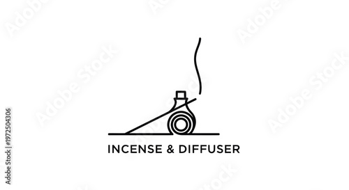 Minimalist Incense and Diffuser Icon with Smoke Swirl