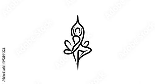 Abstract yoga pose silhouette, meditation, mindfulness, spiritual growth, balance, healthy lifestyle