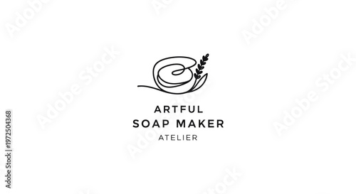 Artful Soap Maker Atelier Logo - Minimalist Line Art with Botanical Element