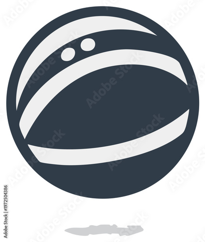 Abstract illustration of a spherical shape with white stripes and dots inside, minimalist design.