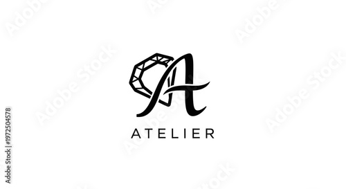 Elegant 'A' Logo with Diamond Heart Symbol - Atelier Brand