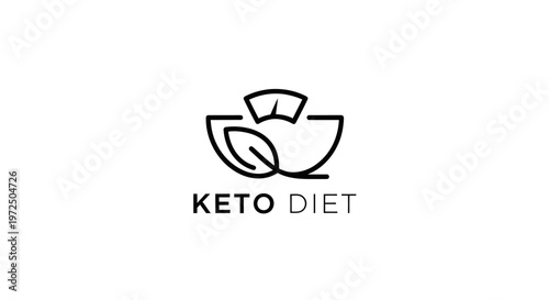 Keto Diet Logo: Scale, Leaf, and Bowl - Healthy Lifestyle, Weight Loss