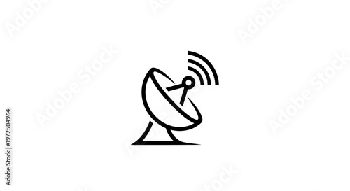 Satellite dish icon with signal waves, communication and technology concept