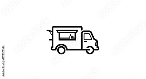 Food Truck Icon - Mobile Food Service Business Outline