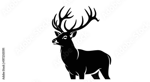 A black silhouette of a deer.